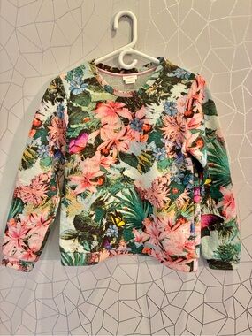 RARE Miss Sixty French terry crewneck top floral insect print SZ small